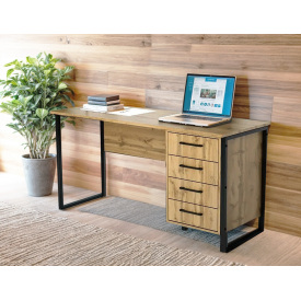 Стіл письмовий Tobi Sho LOFT Gold СПЛГ/2-1 прямий з шухлядами, стільниця 18 мм, 1400х600х750 Дуб аппалачі