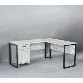 Стіл кутовий офісний Tobi Sho LOFT Iceberg СУЛА/4-1 з тумбою стільниця 18 мм, 1600х1400х750 Дуб крафт білий