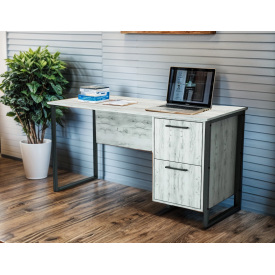 Стол письменный Tobi Sho LOFT Iceberg СПЛА/5 прямой с 2 ящиками, столешница 36 мм, 1200х600х765 Дуб крафт белый