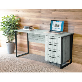 Стіл письмовий Tobi Sho LOFT Iceberg СПЛА/2-1 прямий з шухлядами, стільниця 18 мм, 1200х600х750 Дуб крафт білий