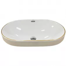 Умывальник врезной VBI GAETA GOLD EDGE 610х400 овальный, белый (VBI-018032)