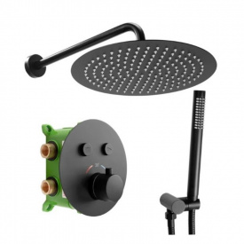 Душевой комплект Rea Lungo одновентильный, латунь, черная (REA-P6713)