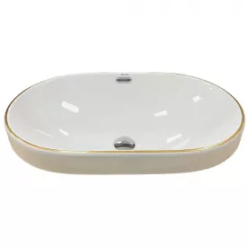 Умывальник врезной VBI GAETA GOLD EDGE 610х400 овальный, белый (VBI-018032)