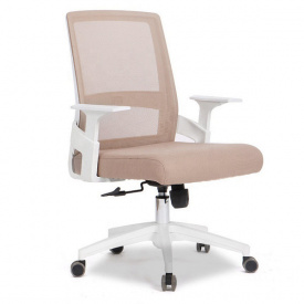 Офісне крісло Флорида білий каркас тканина бежева сітка