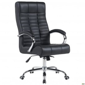 Офісне крісло керівника Atlantis хром шкірозамінник PU-чорний