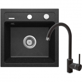 Кухонная мойка Deante Zorba ZQZ_2103 440х440 врезная, графит + смеситель BEN_262M (ZQZA2103)
