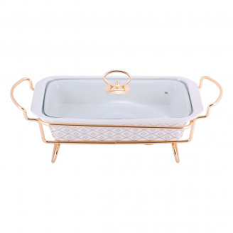 Марміт керамічний Kamille 1.3л зі скляною кришкою KM 6416