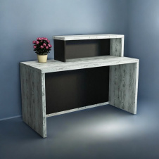 Стойка администратора прямая Tobi Sho Ресепшн/4 для офиса, салона, 1600х600х1050 Дуб крафт белый/Черный