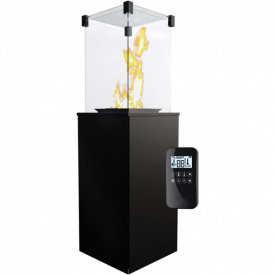 Газовый обогреватель Kratki Patio 8,2 кВт сталь, уличный, черный + пульт (стальная отделка)