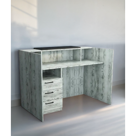 Стійка адміністратора Tobi Sho Рецепція/2 для офісу, салону, 1400х800х1000 Дуб крафт білий/Чорний