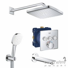 Душевая система скрытого монтажа с термостатом и изливом Grohe Grotherm SmartControl New Tempesta 250 UA26415SC5 хром
