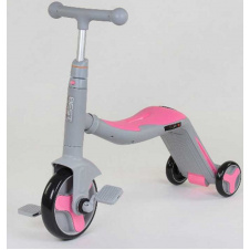 Самокат 3в1 Best Scooter с PU колёсами + свет и 8 мелодий Grey/Pink (90793)