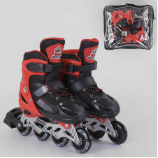 Роликовые коньки Best Roller (30-33) PVC колёса, свет на переднем колесе, в сумке Black/Red (98860)