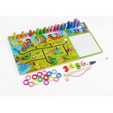 Логическая деревянная доска WToys Чудо-логика Динозавры 45х1х22 см Разноцветный (162819)