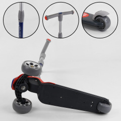 Самокат трехколесный Best Scooter складной алюминиевый руль, 3 колеса PU со светом Red/Black (102026) Вишгород