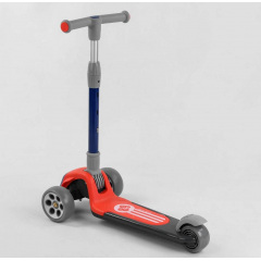 Самокат трехколесный Best Scooter складной алюминиевый руль, 3 колеса PU со светом Red/Black (102026) Вишгород