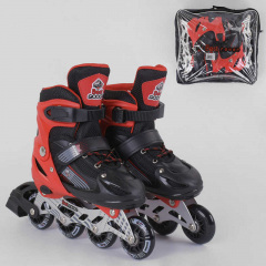 Роликовые коньки Best Roller (30-33) PVC колёса, свет на переднем колесе, в сумке Black/Red (98860) Ивано-Франковск