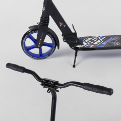 Самокат алюминиевый Best Scooter с PU колесами, 2 аммортизаторами Black/Blue (92088) Кушугум
