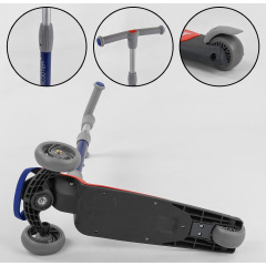 Самокат трехколесный Best Scooter складной алюминиевый руль, 3 колеса PU со светом Black/Red (102031) Гуляйполе