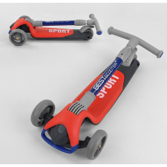 Самокат трехколесный Best Scooter складной алюминиевый руль, 3 колеса PU со светом Black/Red (102031) Гуляйполе