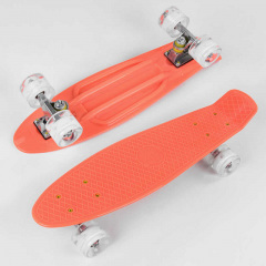 Скейт Пенни борд Best Board со светящимися PU колёсами Orange (99616) Ворожба