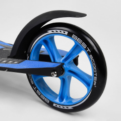 Самокат двухколесный Best Scooter с PU колесами, амортизатором, широким рулем, зажимом для руля Black/Blue (74314) Мелітополь