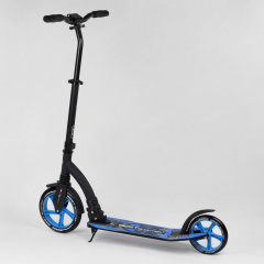 Самокат двухколесный Best Scooter с PU колесами, амортизатором, широким рулем, зажимом для руля Black/Blue (74314) Мелітополь