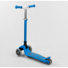Самокат трехколесный Best Scooter складной алюминиевый руль, 4 колеса PU со светом Blue (102319) Запоріжжя