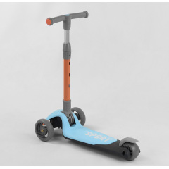 Самокат трехколесный Best Scooter складной алюминиевый руль, 3 колеса PU со светом Blue/Orange (102032) Ворожба