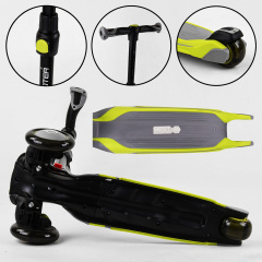Самокат трехколесный алюминиевый руль Best Scooter MAXI PU колеса со светом 60 кг Green (102925) Ужгород