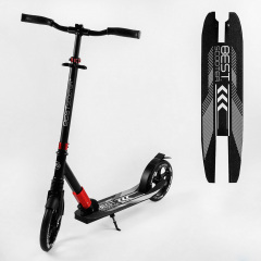 Самокат двухколесный складной амортизатор Best Scooter PU колеса 100 кг Black and red (105585) Кам'янка-Дніпровська