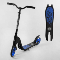 Самокат двухколесный c широким велосипедным рулем новым зажимом руля Best Scooter 100 кг Black/Blue (105382) Борисполь