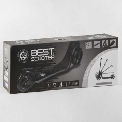 Самокат двухколесный c широким велосипедным рулем новым зажимом руля Best Scooter 100 кг Black/Blue (105382) Борисполь