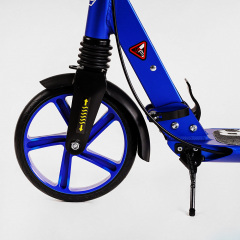 Двухколесный складной самокат алюминий дисковый тормоз амортизаторы Best Scooter Factor 70 кг Dark blue (118487) Киев