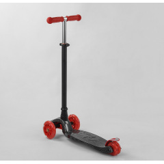 Самокат MAXI "Best Scooter" 4 колеса PU, СВЕТ, трубка руля алюминиевая Black/Red (102019) Гуляйполе