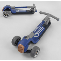 Самокат трехколесный Best Scooter складной алюминиевый руль, 3 колеса PU со светом Black/Blue (102024) Гуляйполе