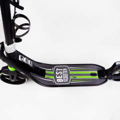 Двухколесный складной самокат фонарик 2 амортизатора Best Scooter 100 кг Black and green (114435) Березнегувате