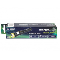 Фонарь магнитный WERTVOLL IP44 Li-ion 2000 mAh/t 8 режимов LED+WHITE/RED/BLUE (RX-8006) Чернігів