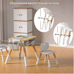 Детский комплект мебели Urbankit стол и 2 шт стула 55х55х40 см Бело-коричневый KK54P Хмельницький