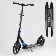 Самокат алюминиевый Best Scooter с PU колесами, и 1 передним амортизатором Black/Blue (99631) Львів
