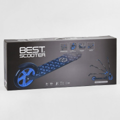 Самокат двухколесный Best Scooter с PU колесами, 1 амортизатором Black/Blue (99663) Вінниця
