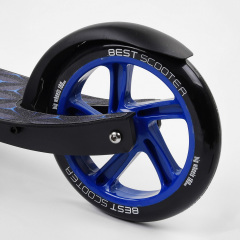Самокат двухколесный Best Scooter с PU колесами, 1 амортизатором Black/Blue (99663) Вінниця