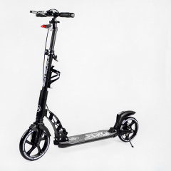 Двухколесный складной самокат фонарик 2 амортизатора дисковый тормоз Best Scooter 100 кг Black (114291) Косов