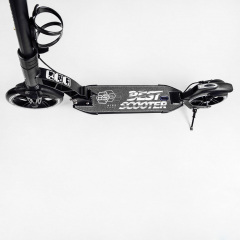 Двухколесный складной самокат фонарик 2 амортизатора дисковый тормоз Best Scooter 100 кг Black (114291) Косов