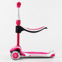 Самокат трехколесный с сидением Best Scooter MAXI PU колеса со светом 60 кг Pink and white (102932) Южноукраинск