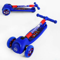 Самокат трехколесный Best Scooter Spiderman складной руль светящиеся колеса PU 60 кг Синий (105390) Южноукраинск