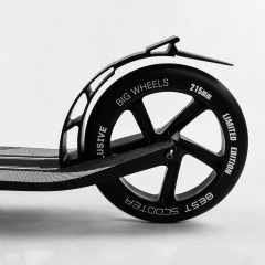 Самокат двухколесный складной амортизатор Best Scooter колеса PU 100 кг Black and green (105427) Купянск