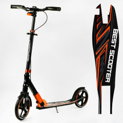 Двухколесный складной самокат Best Scooter 100 кг Black and orange (113216) Киев