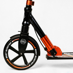 Двухколесный складной самокат Best Scooter 100 кг Black and orange (113216) Киев
