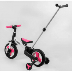 Велосипед-трансформер детский родительская ручка съемные педали Best Trike 10" Black and Pink (105226) Доманёвка